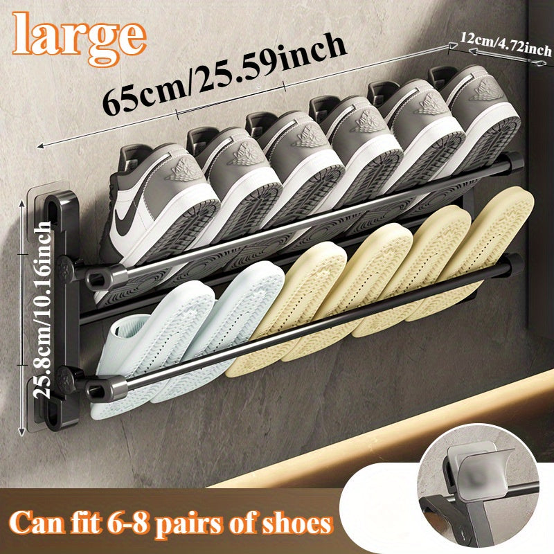 Wall-Mounted Multi-Layer Shoe Rack for Entryway Home Storage No-Drill Installation