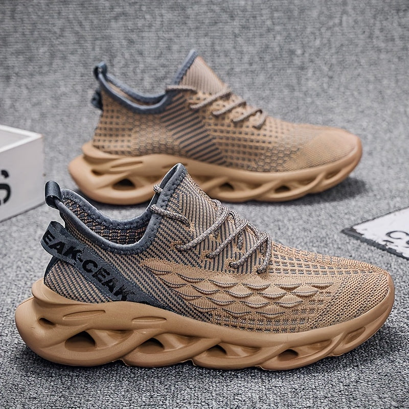 Men's Breathable Woven Knit Non-Slip Sneakers for Outdoor Activities
