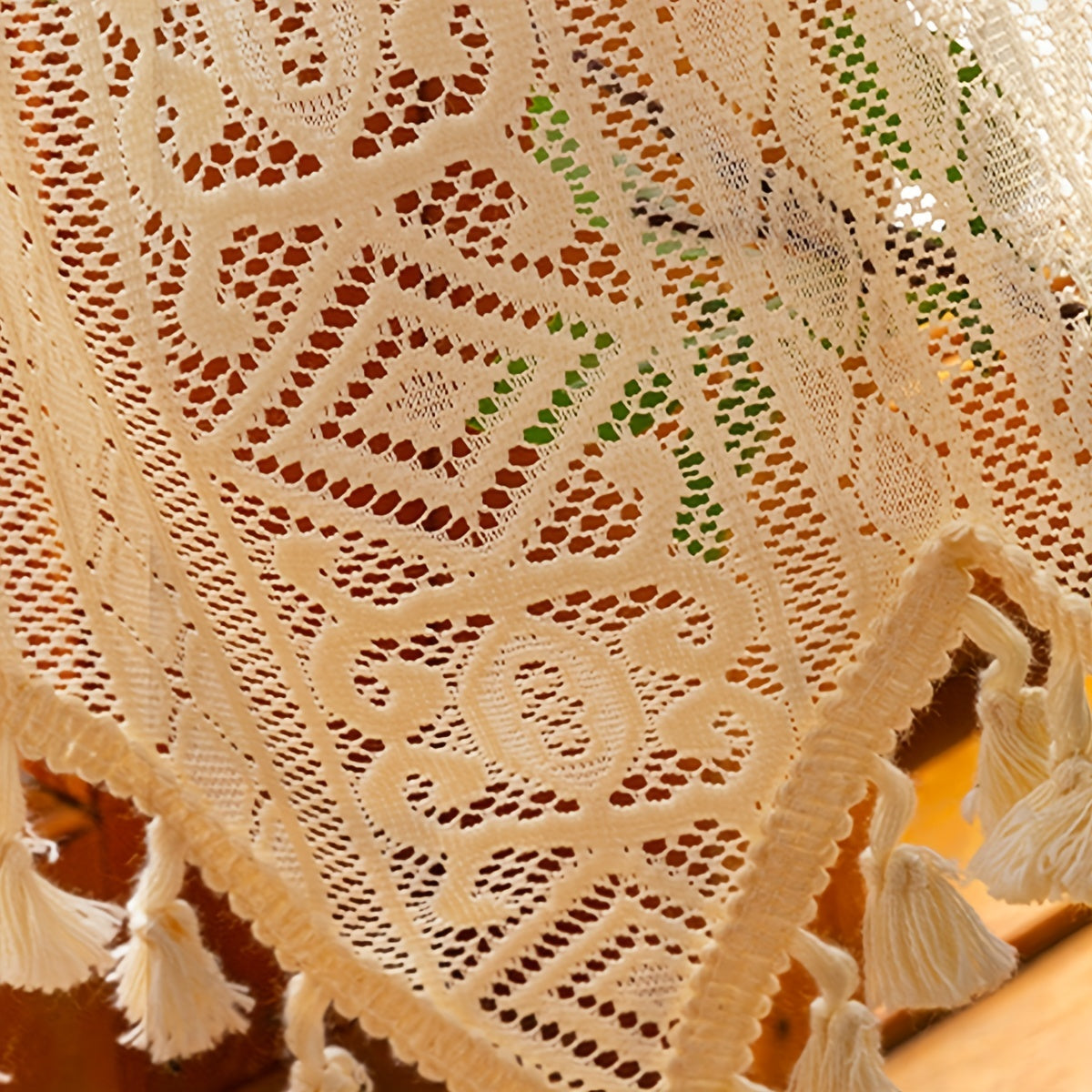 Bohemian Style Half Curtain with Tassels for Living Room Bedroom Kitchen Bathroom