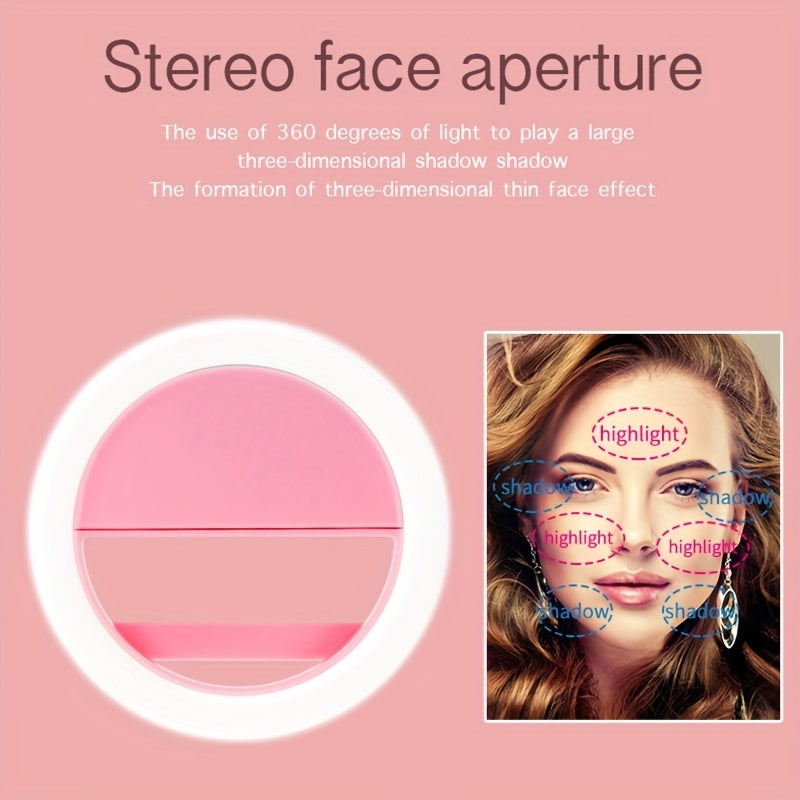 CLEANTRUST Перезаряжаемая светодиодная кольцевая лампа для селфи и прямых трансляций, портативный круглый фонарь, двойной режим питания, теплый белый свет, 40mAh полимерный литиевый аккумулятор, для смартфонов