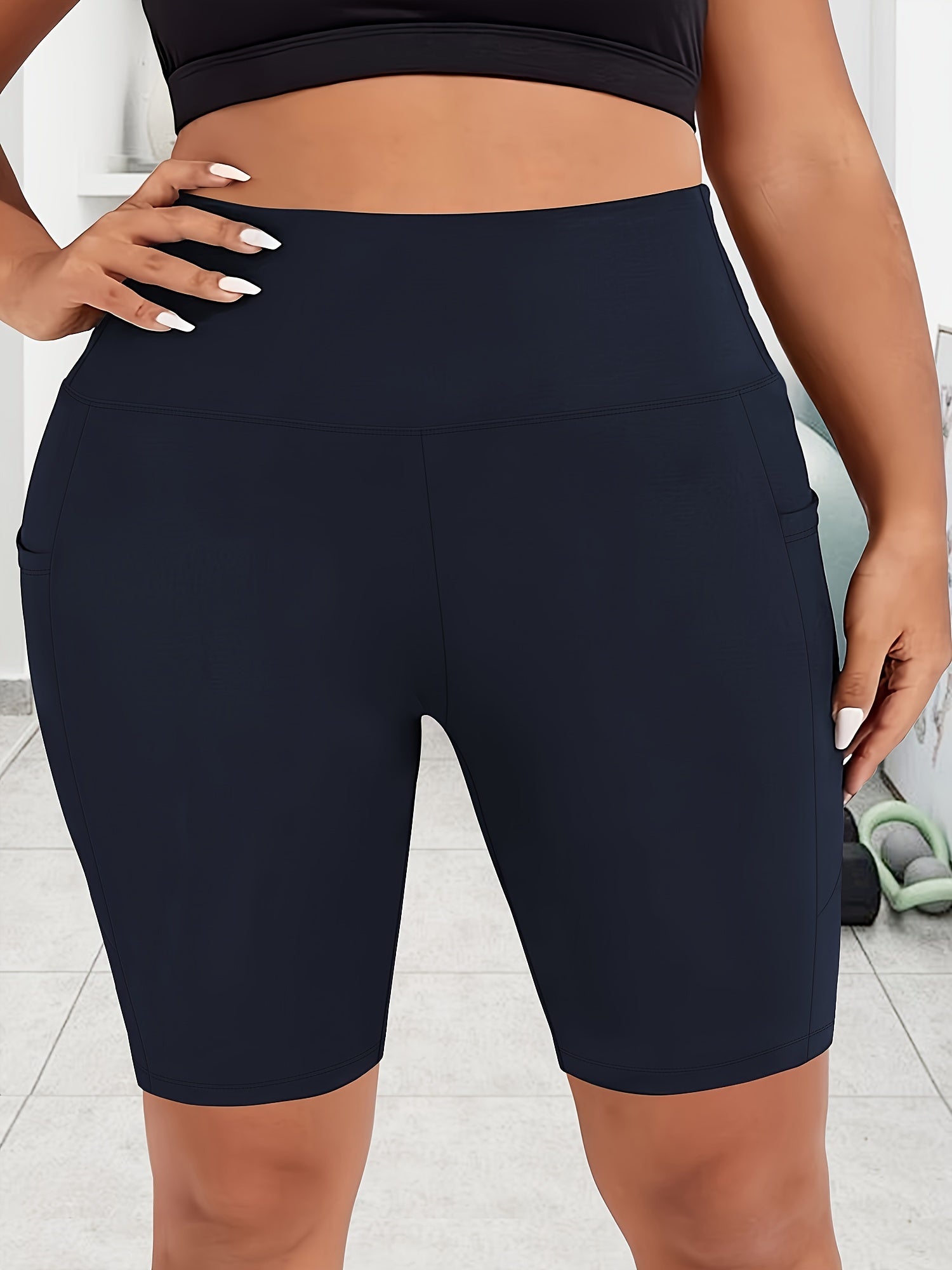 Women's High Waist Crescent Pocket Pants Drainage Style Large Size