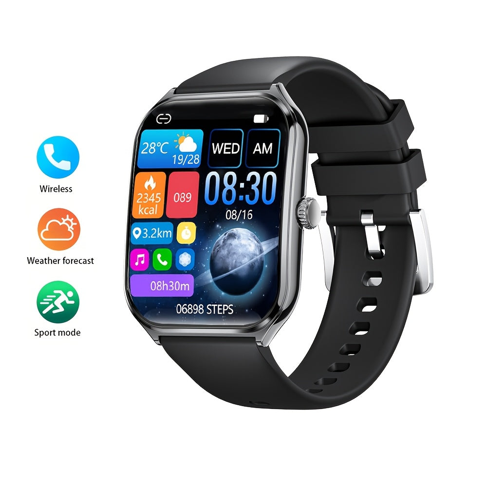 Ultra-Thin Smartwatch with Full Touch Display Dual Screen USB Charging Stainless Steel Case Fitness Tracking Calls Messages Music Control for Android iPhone