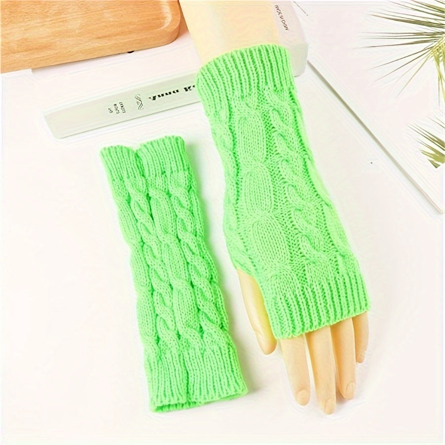 Unisex Acrylic Fingerless Arm Warmers for Casual Wear Touchscreen Compatible