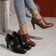 Women's Pointed Toe Ankle Boots High Heel Dress Solid Color Rubber Sole