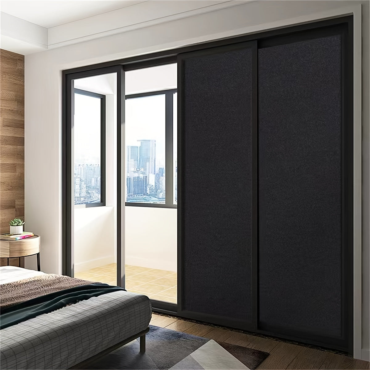 Electrostatic Glueless Glass Window Film Black Frosted Privacy Decor Water Resistant