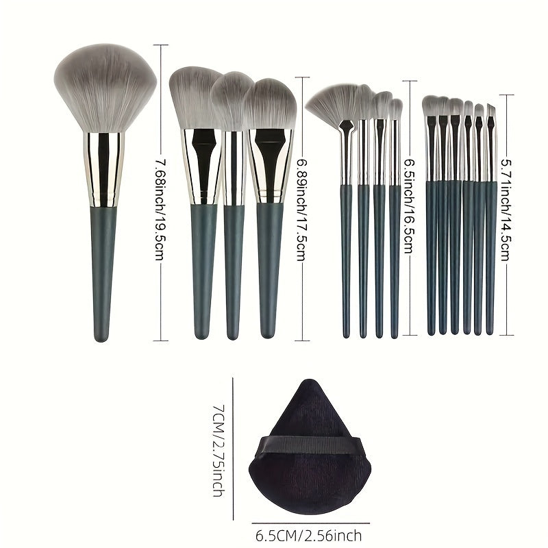 14-Piece Makeup Brush Set with Synthetic Hair for Foundation Eyeshadow Eyebrow