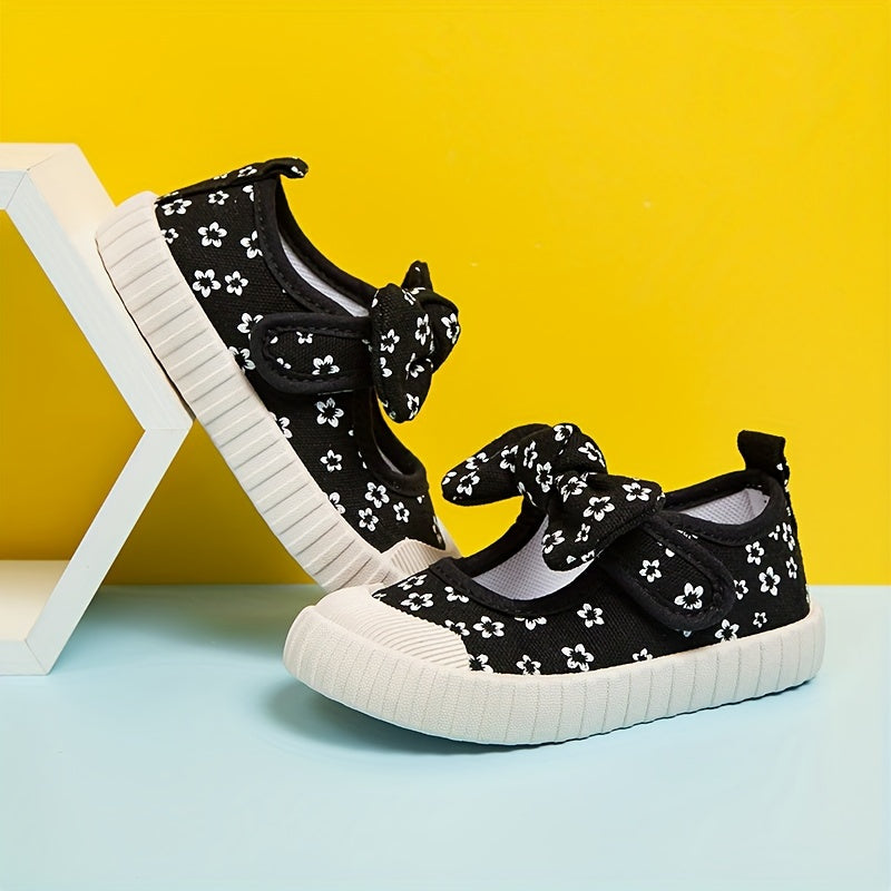 Girls' Color Block Sneakers with Bow Knot Lightweight Non-Slip Rubber Sole