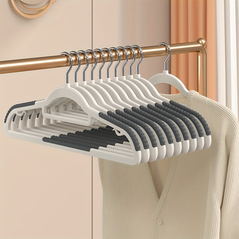 10 Non-Slip Heavy Duty Plastic Clothes Hangers for Storage and Organization in Bedroom Bathroom and Home