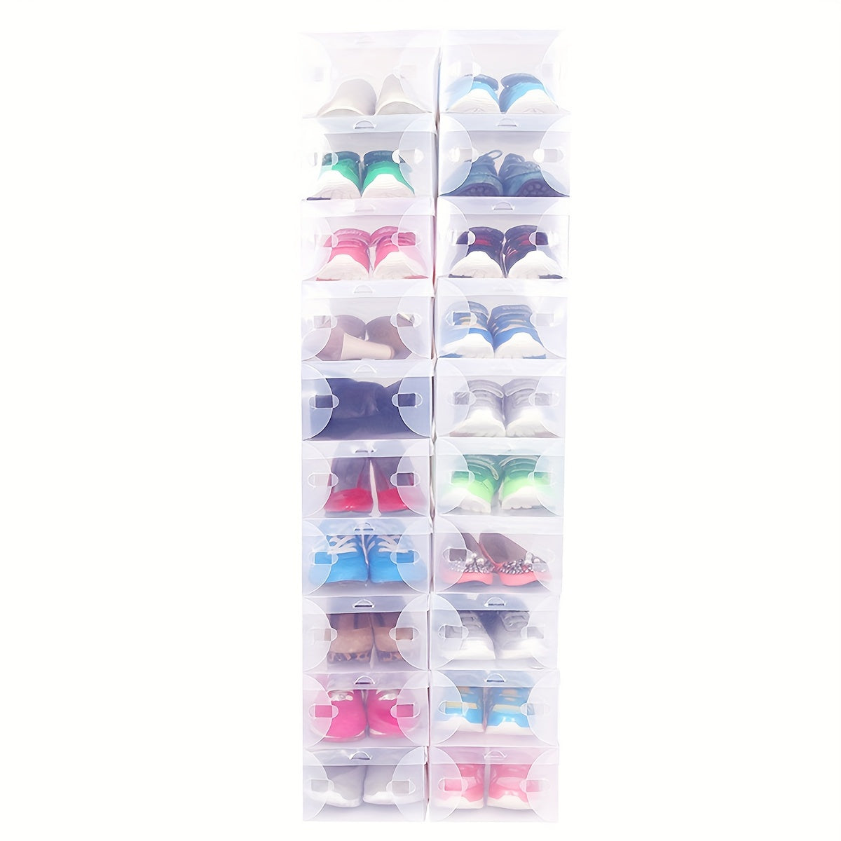 20-Pack Stackable Clear Plastic Shoe Storage Boxes with Flip Top Closure for Men and Women