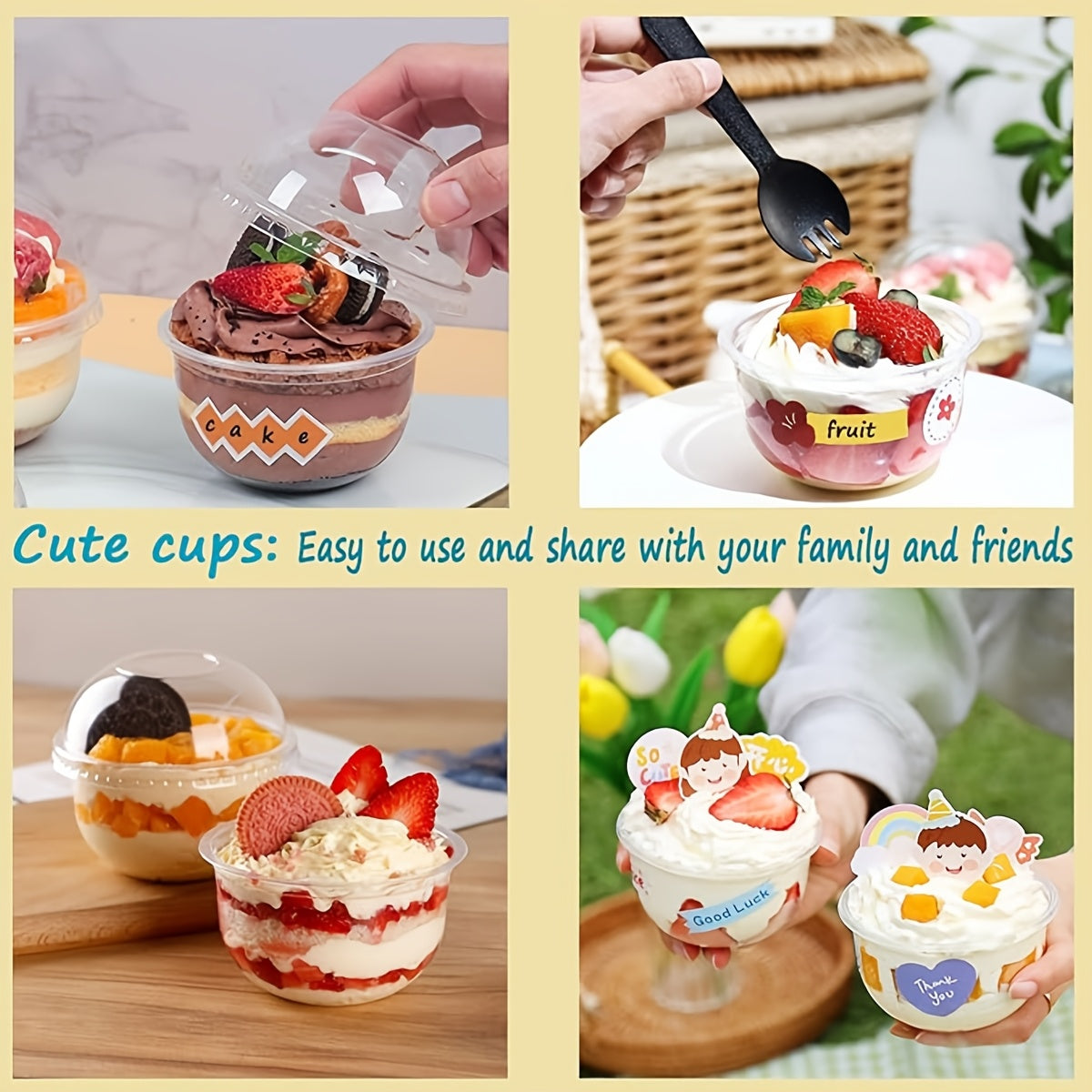 Pack of 10 20 50 8oz Clear Plastic Cake Containers with Dome Lids for Desserts