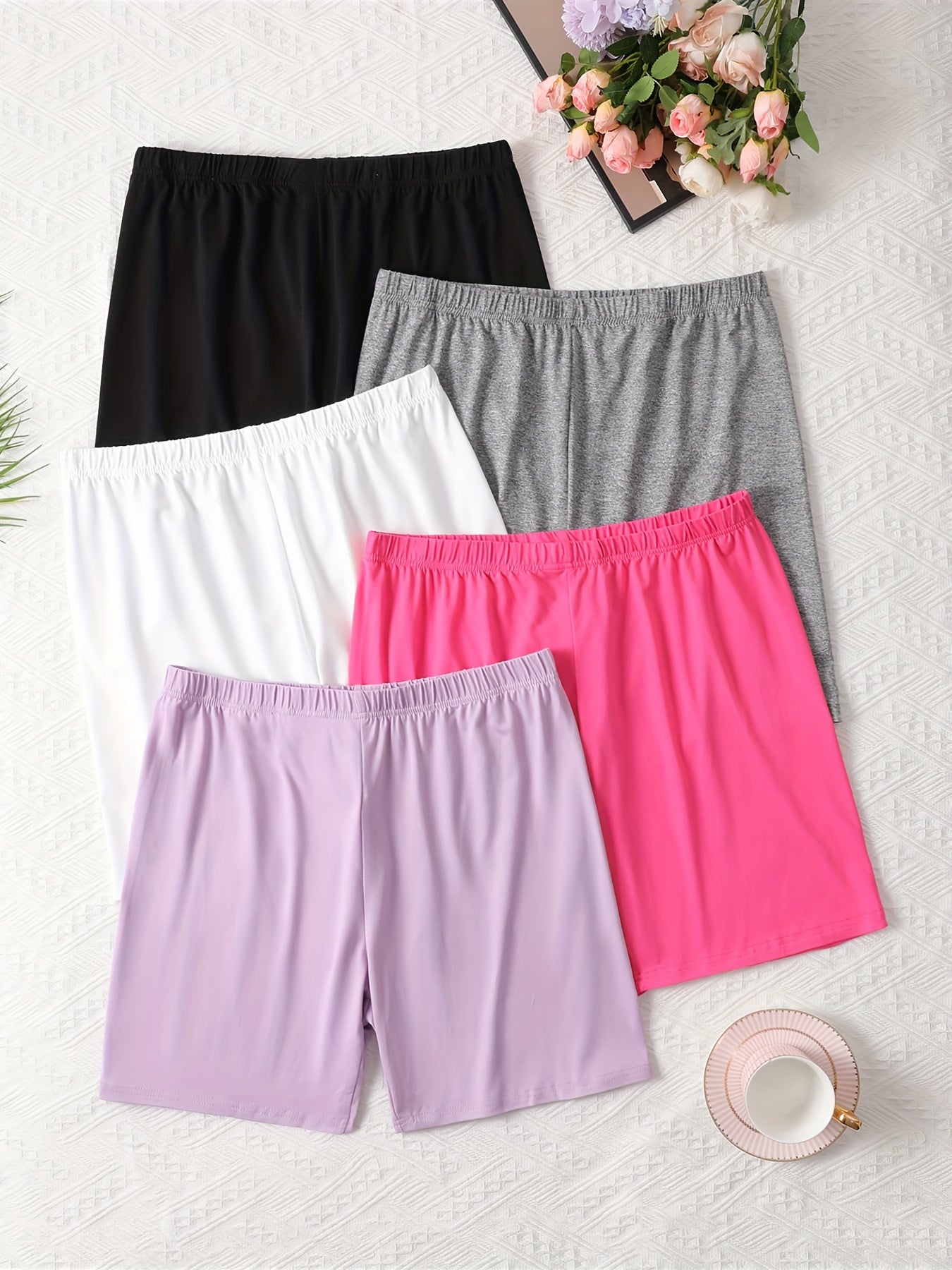 Women's Plus Size Lounge Shorts Elastic Waist Solid Casual Home Wear