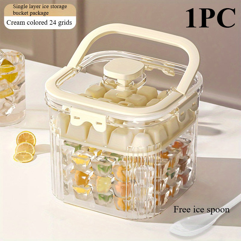 Large Capacity Ice Maker with 48 Grid, Portable Ice Bucket for Summer Use