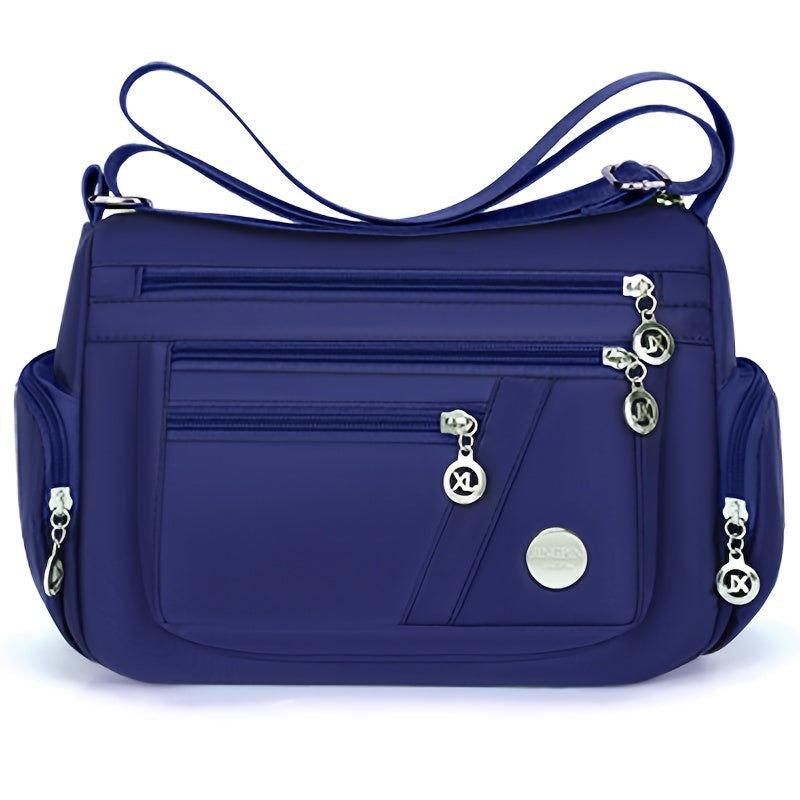 Waterproof Nylon Crossbody Bag for Women with Adjustable Strap and Multi-Layer Design