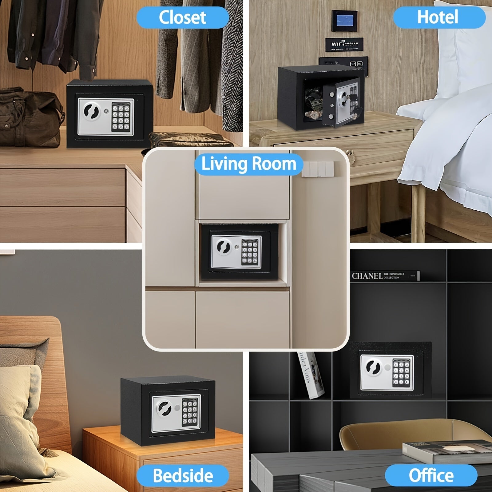 Digital Safe with Password Lock Steel Compact Storage for Home Office Cash Jewelry