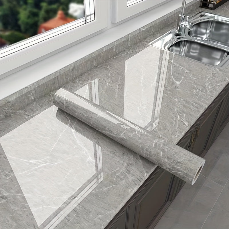 Self-Adhesive Marble Pattern Wallpaper Waterproof Removable for Kitchen Bedroom Living Room