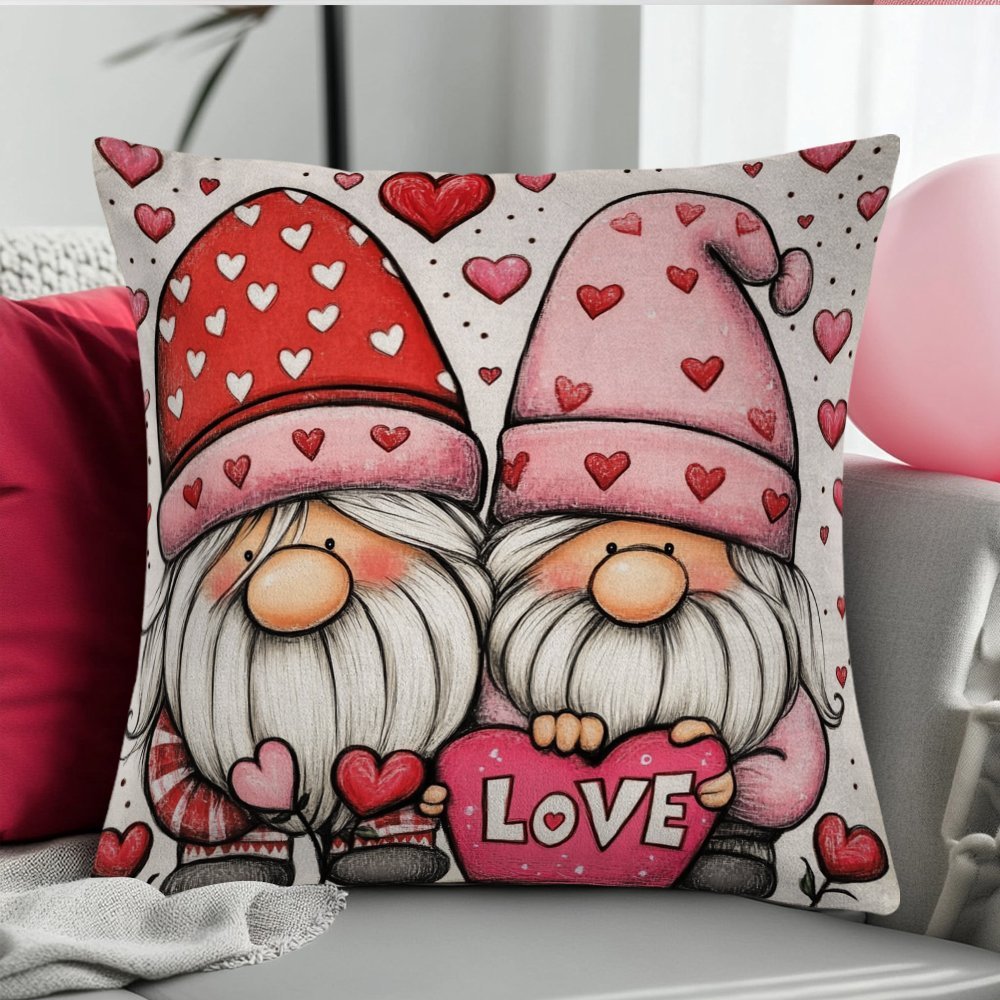 Valentine's Day Pillow Cover Love Arrow Gnomes 45.72cm Polyester Square Cushion Case