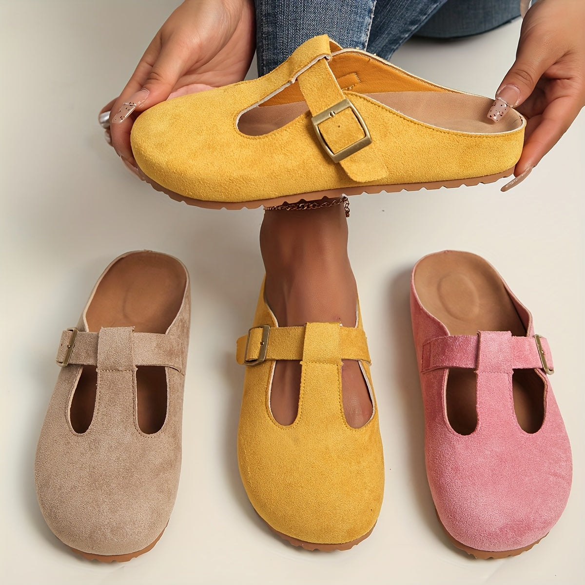 Women's Platform Slip-On Sandals with EVA Sole, Arch Support, Beige