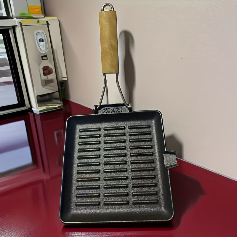 Cast Iron Skillet Non-Stick Oven-Safe with Foldable Handle for Cooking Steak