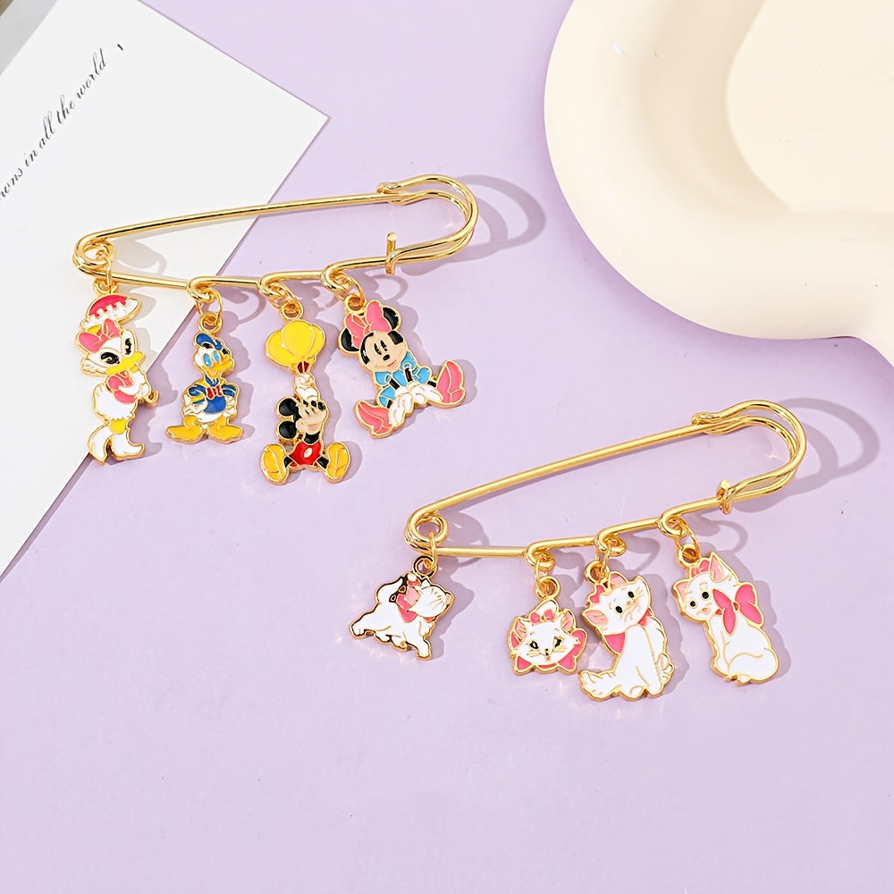 Juego de 2 pins de esmalte de Mickey, Minnie y Donald, personajes de dibujos animados para ropa, mochila, accesorios