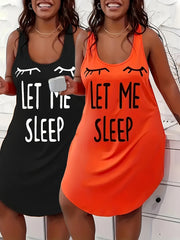 Plus-Size Women's Casual Pajama Set Letter Print Tank Nightgown Summer Sleepwear