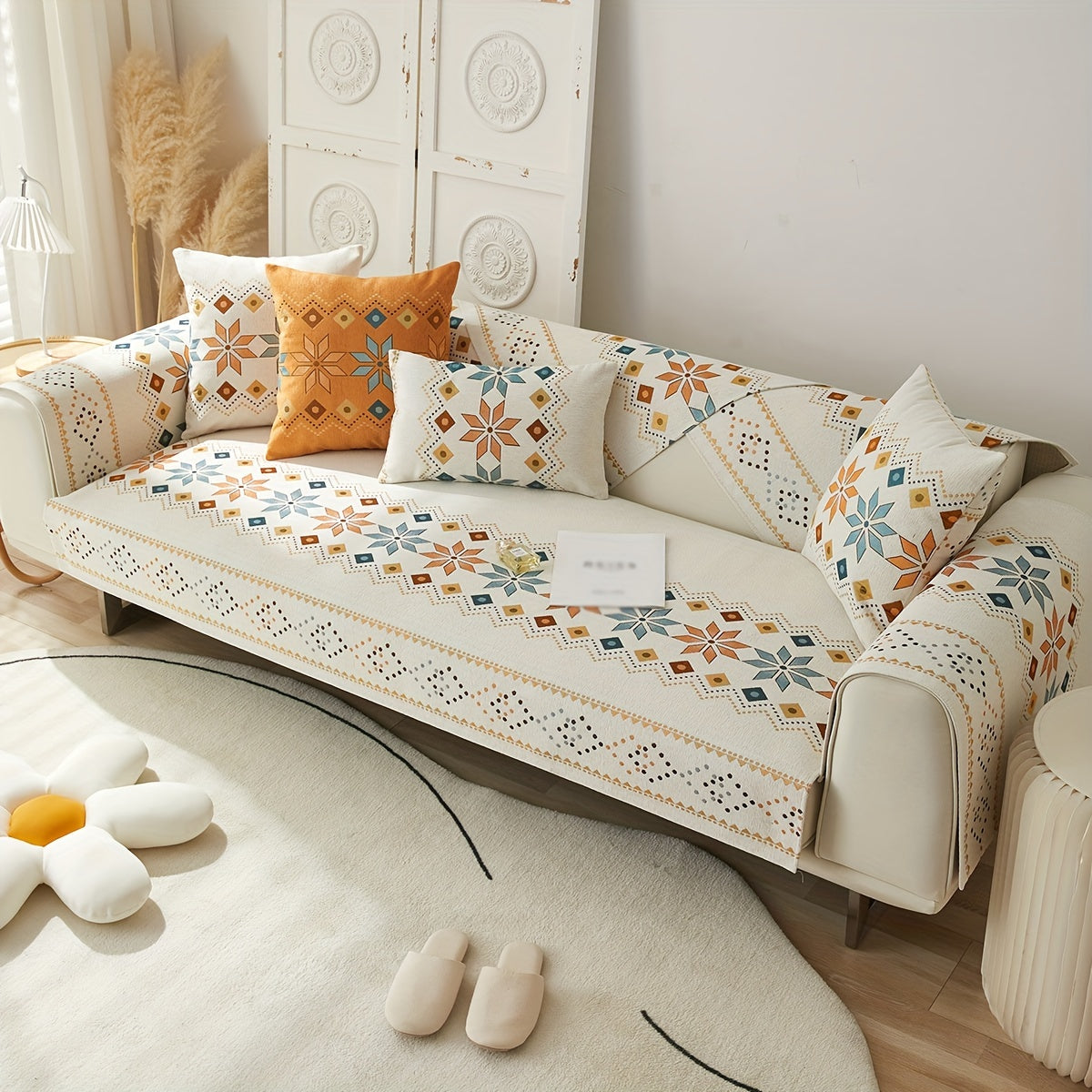 Chenille Sofa Slipcover Protects Furniture for Home and Office Decor