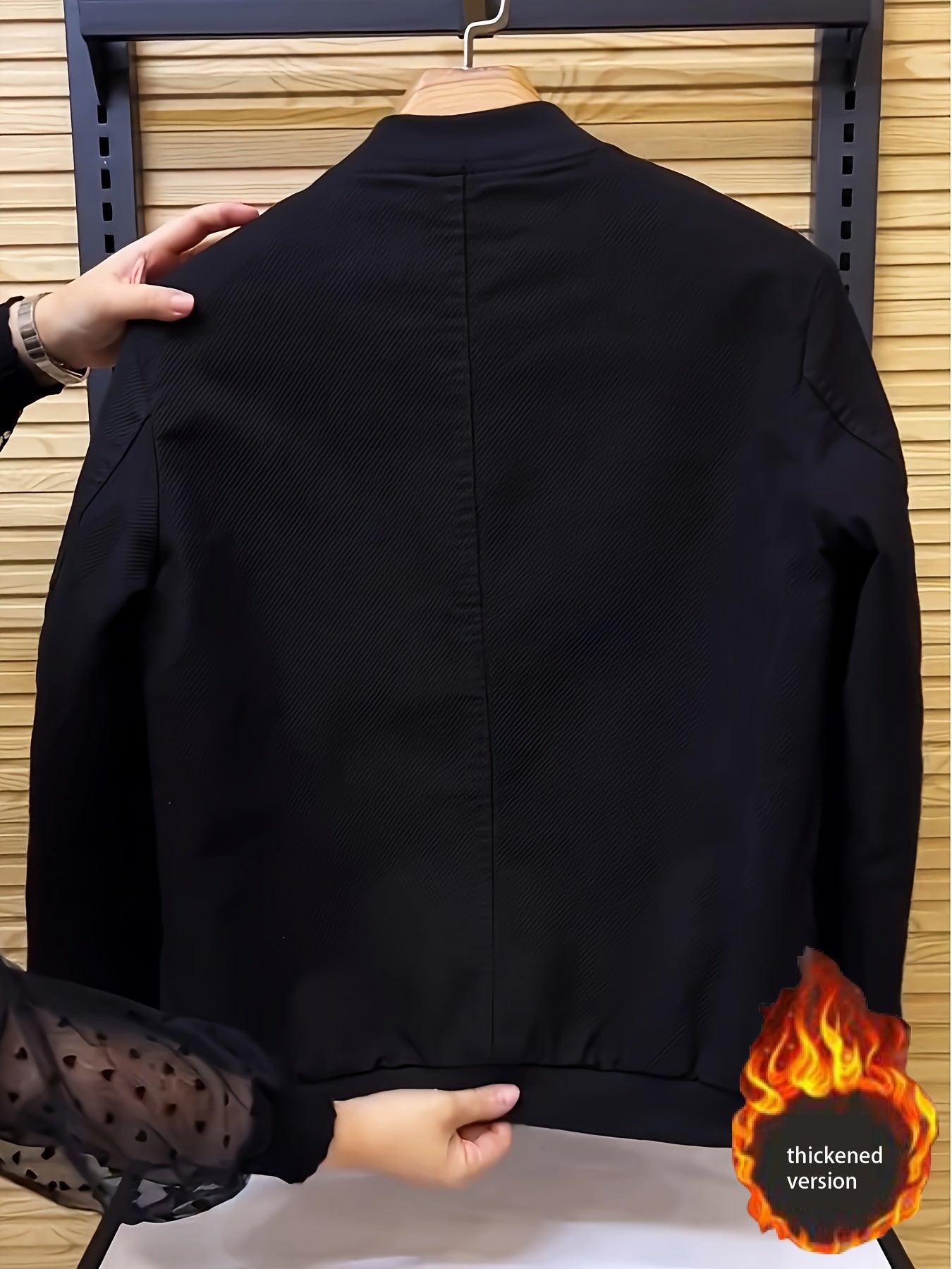 Men's Bomber Jacket Polyester Solid Color Casual Korean Style Button-Up Pockets