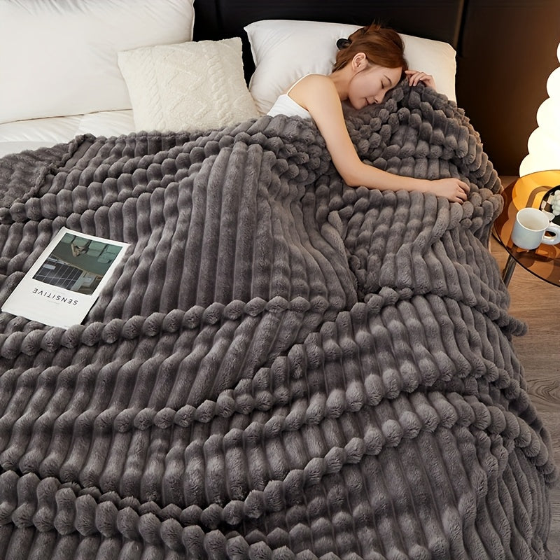 Manta de pelo sintético suave, acogedora y cálida para sofá, cama, sillón