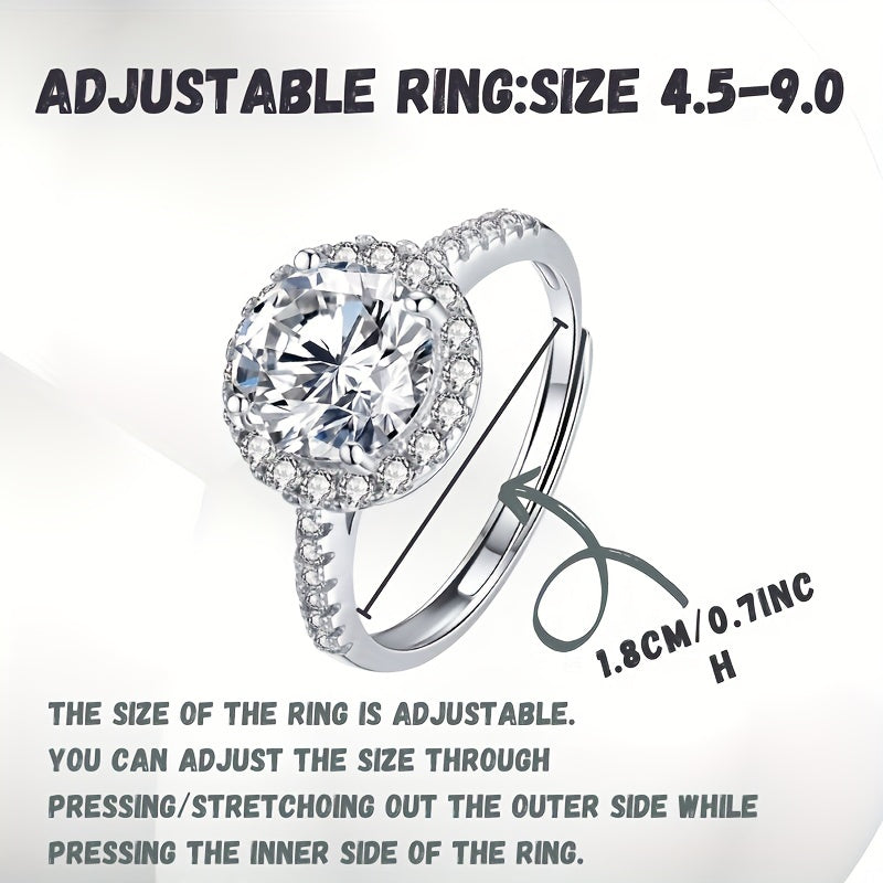 Moissanite Halo Engagement Ring 1-2ct Round Cut Bridal Jewelry