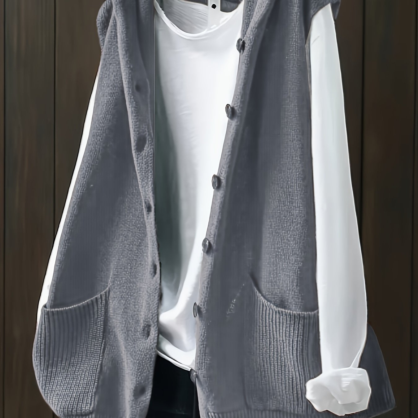 Women's Sleeveless Sweater Vest with Pockets and Double Button Front Orange