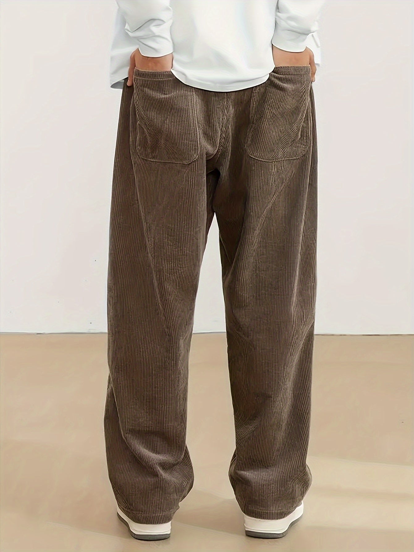 Men's Casual Corduroy Pants with Drawstring Waist for Outdoor and Commuting