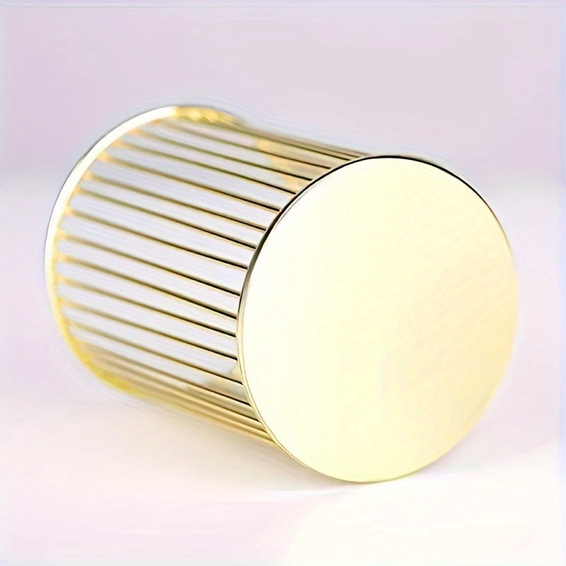 Soportes de bolígrafos de metal para brochas de maquillaje y material de oficina, organizador de escritorio con rayas verticales en oro y oro rosa