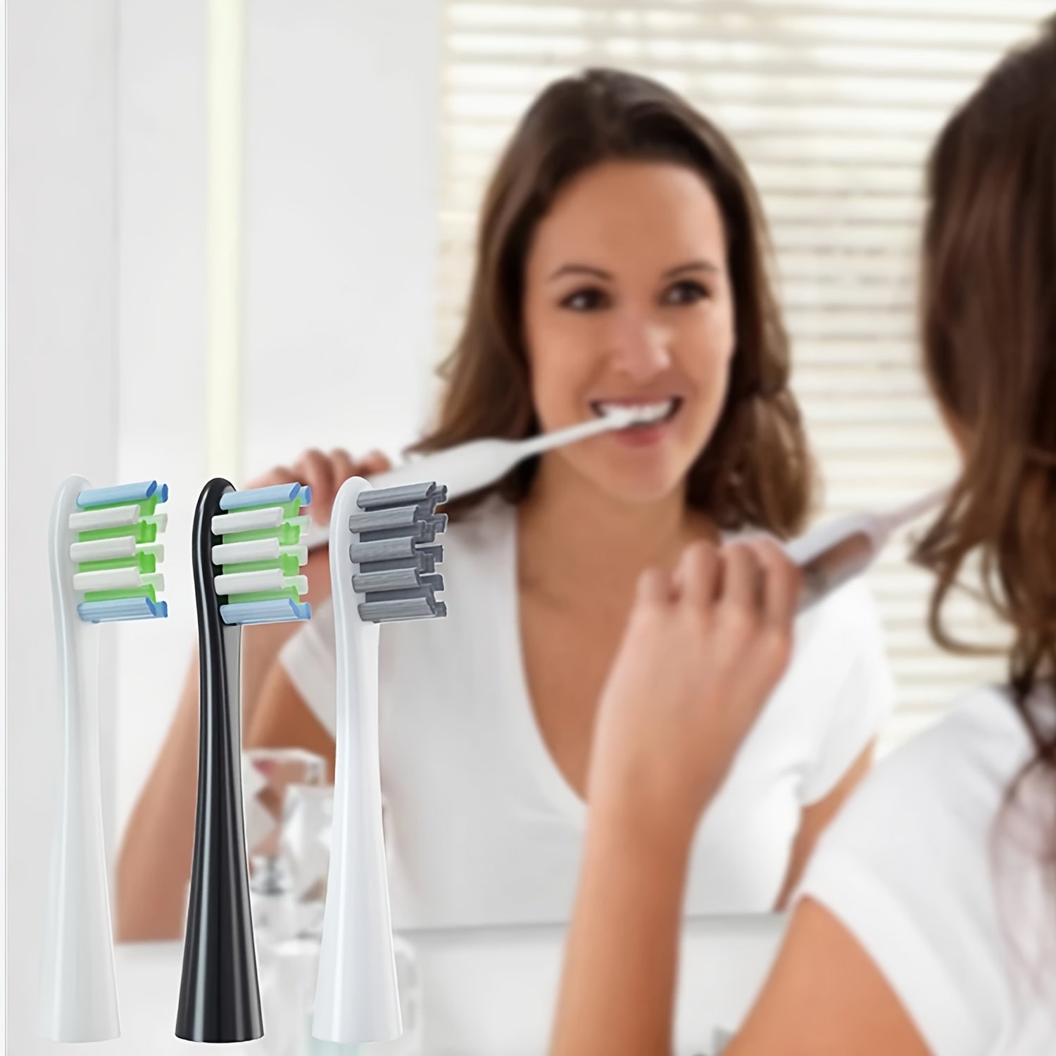 4pcs Replacement Brush Heads Soft Blue Green Sonic Electric Toothbrush Nozzles