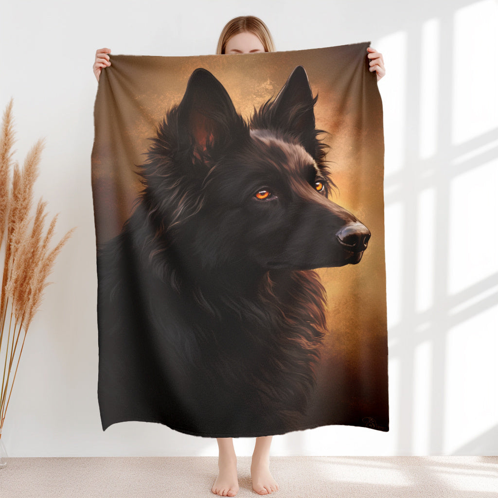Black Sheepdog Print Flannel Pet Blanket Lightweight Plush Sofa Throw for Dogs Cats