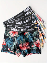 Men's Boxer Briefs 7-Pack Floral Print High Stretch Breathable Polyester Elastane