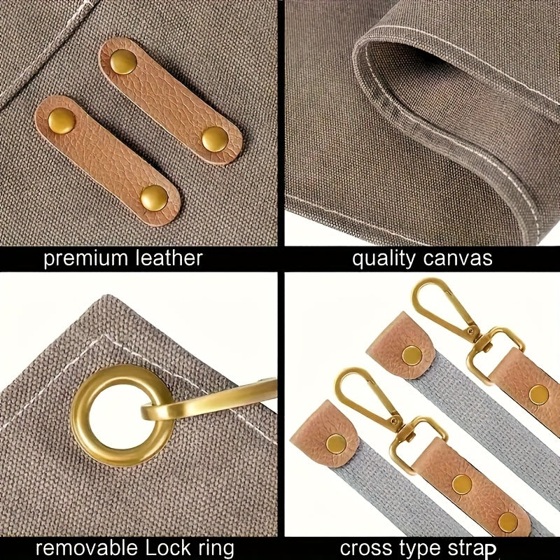 Delantal de lona impermeable con bolsillos para cafeterías, restaurantes y floristerías en beige, negro o marrón