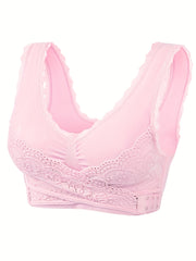 Wireless Lace Sports Bra Cross Side Buckle Tank Top for Women