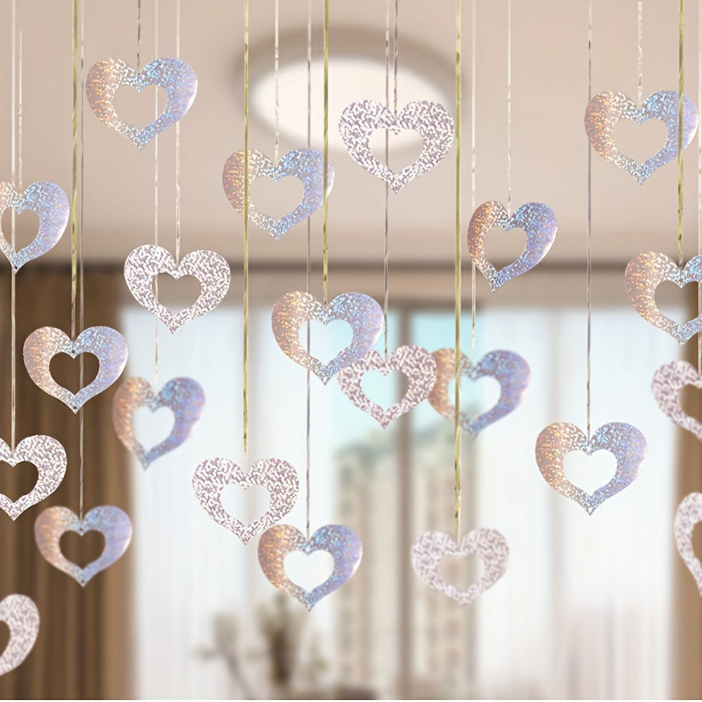 70pcs Heart and Star Sequin Hanging Decorations for Weddings and Birthdays