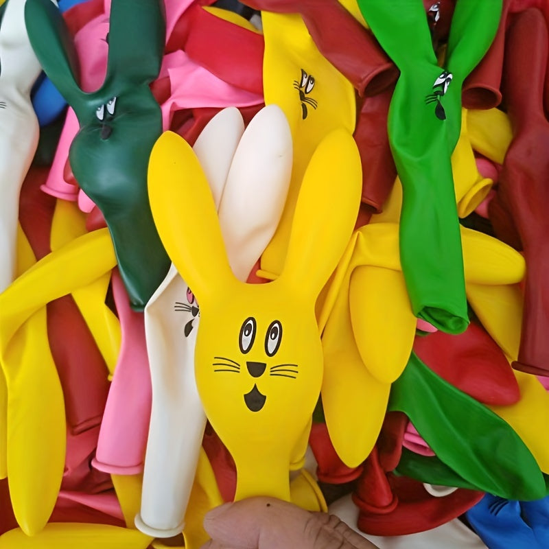 10 Latex Bunny Head Balloons Mixed Colors for Easter and Birthday Decorations