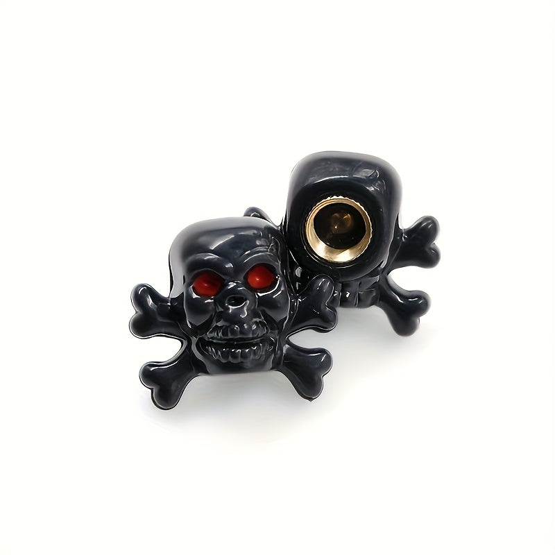 4Pcs Car Tire Valve Stem Caps Skull Style Copper Core Anti-Rust Wheel Accessories