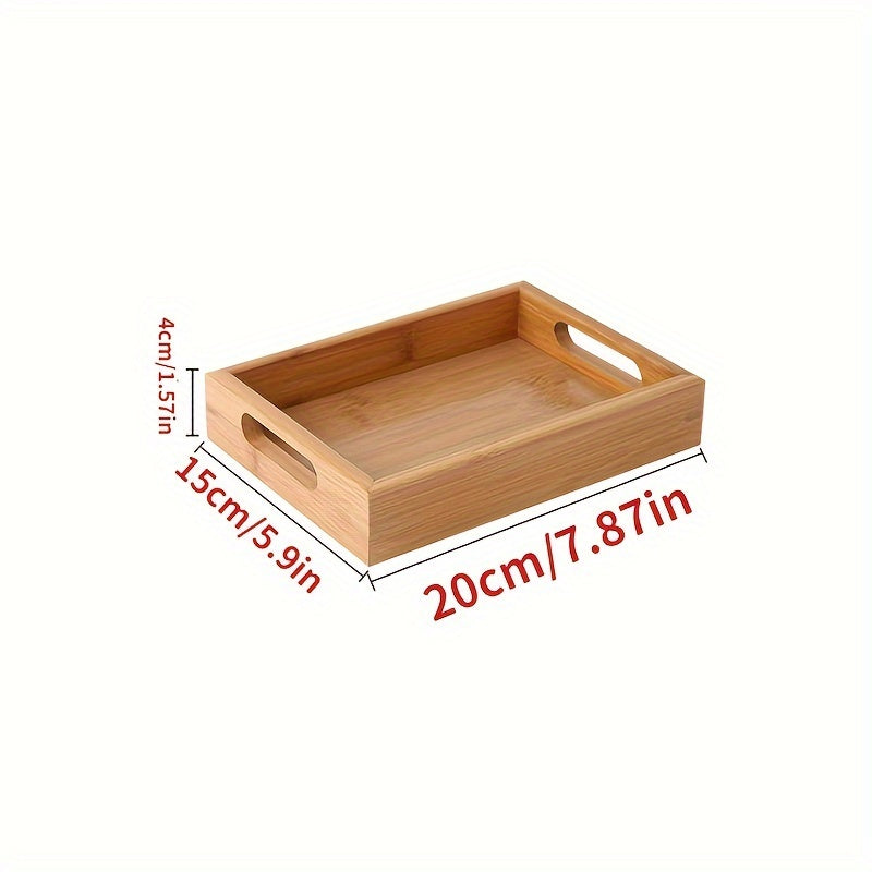 Bamboo Serving Tray with Handles for Kitchen and Dining Organizer