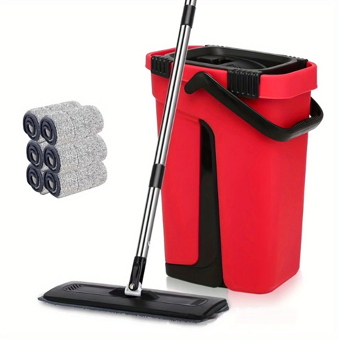 Microfiber Mop Set with 2 Reusable Pads, Stainless Steel Handle, Wet and Dry Cleaning