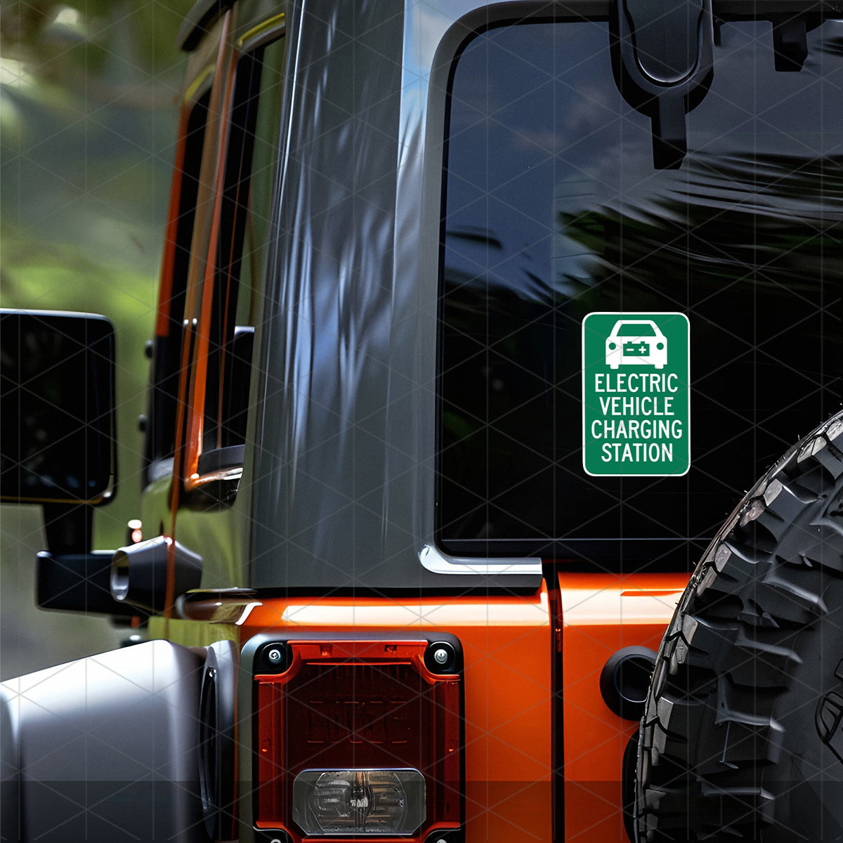 Self-Adhesive Electric Vehicle Charging Warning Sticker Vinyl Green White