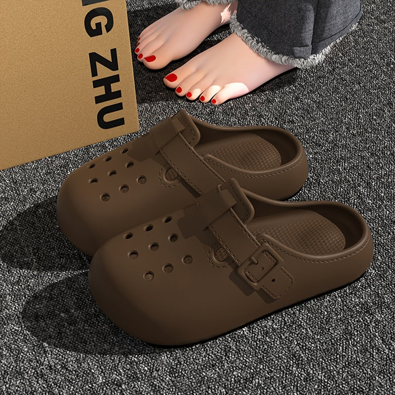 Ladies Beach Shoes Solid Color Casual Closed Toe Flat EVA Shoes