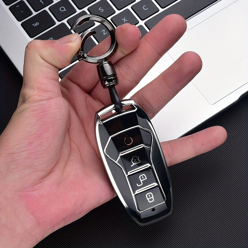 Car Key Fob Cover TPU Silicone 4-Button Remote Key Case with Keychain