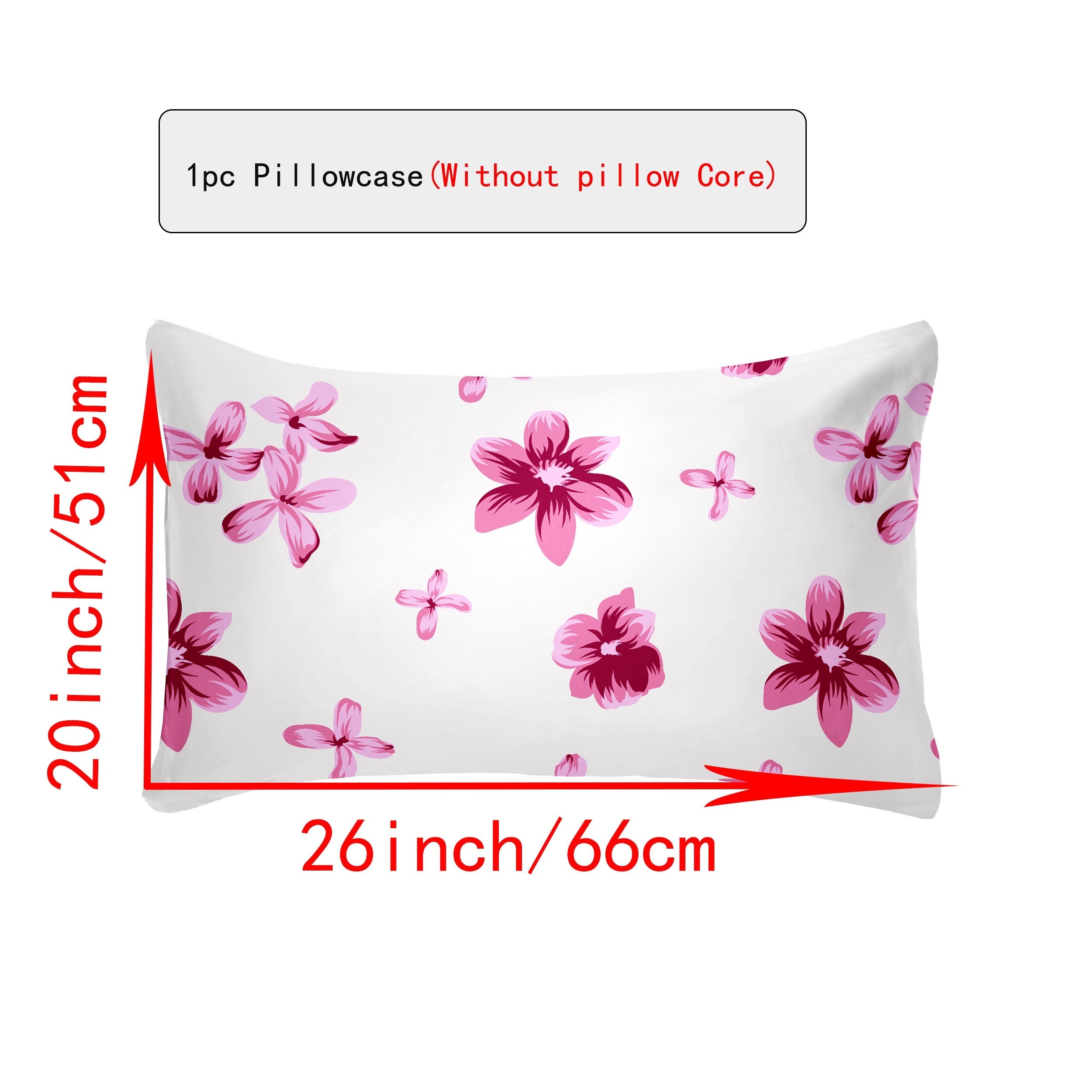 Breathable Pillowcase with Envelope Closure in Multiple Sizes and Floral Patterns