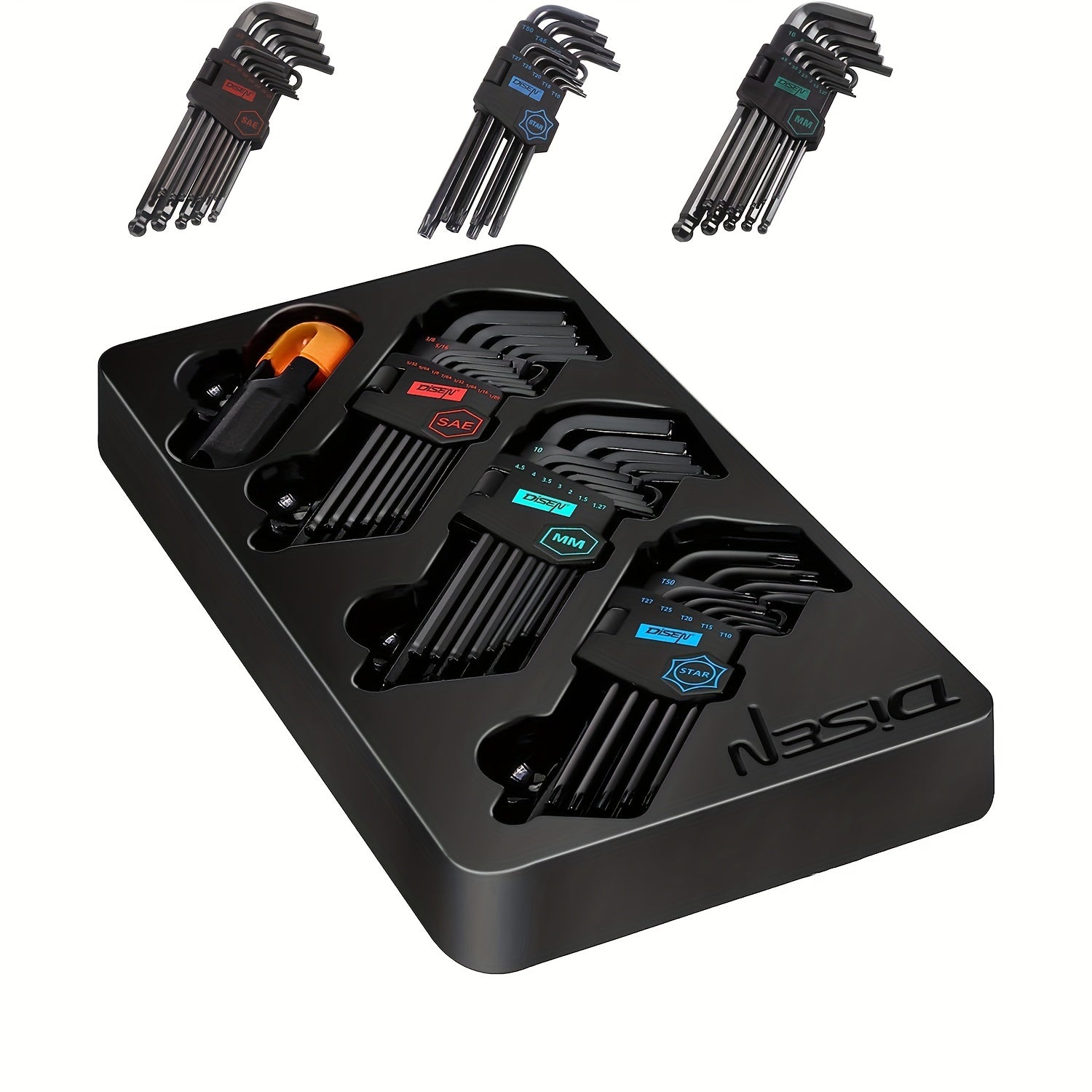 Juego de llaves Allen de 36 piezas en SAE y métrico con Torx y cabeza esférica