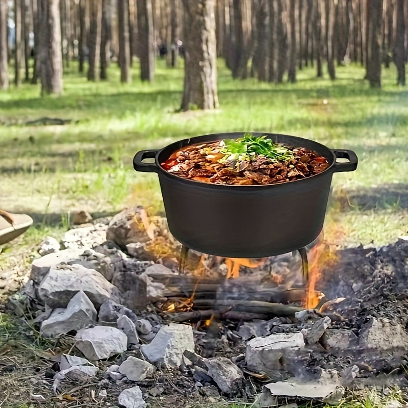 Ko'p funksiyali quyma temir qozon - 26.01 sm o'lcham, ham qovurish, ham qaynatish uchun ideal, mustahkam ochiq havoda pishirish qozoni, ko'p maqsadli BBQ va uy oshxonasida pishirish uchun qoplamasiz.