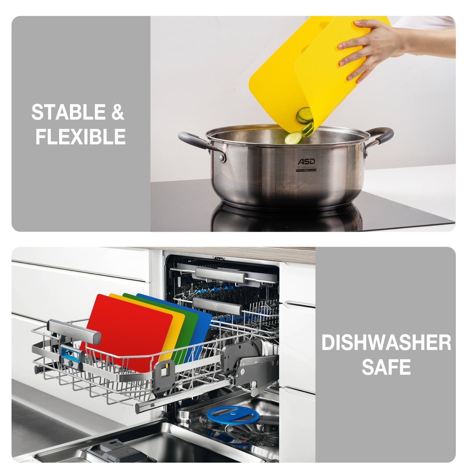 Set of 4 BPA-Free Plastic Cutting Boards for Kitchen, Flexible, 38.1cm x 30.48cm
