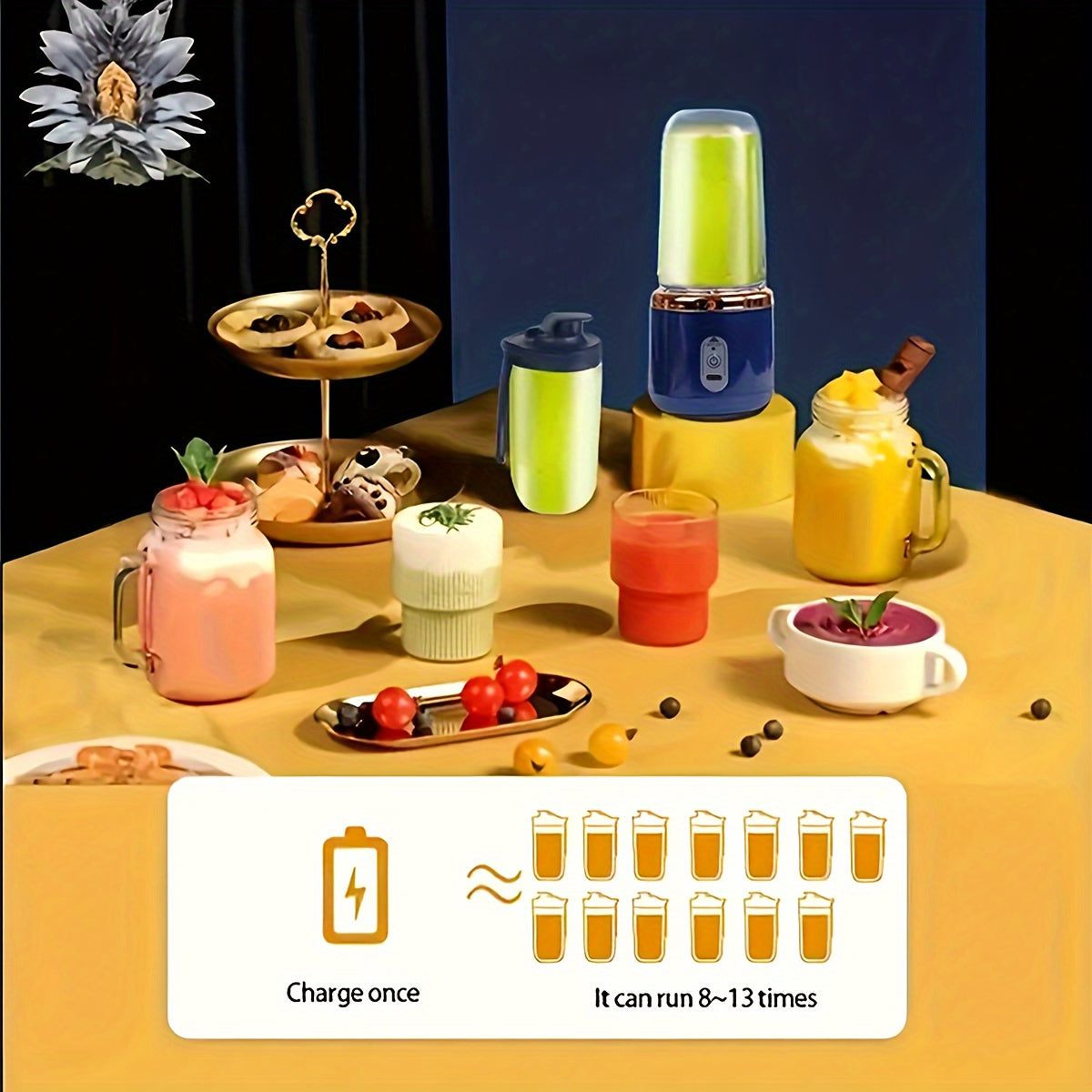 Portable Electric Juicer Blender Cup 400ml with 6-Blade Dual Cup USB-C Charging