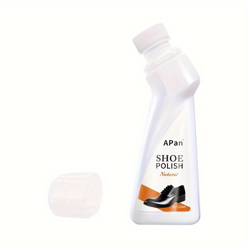 Faux Leather Shoe Polish Liquid with Brush Applicator for Glossy Shoes